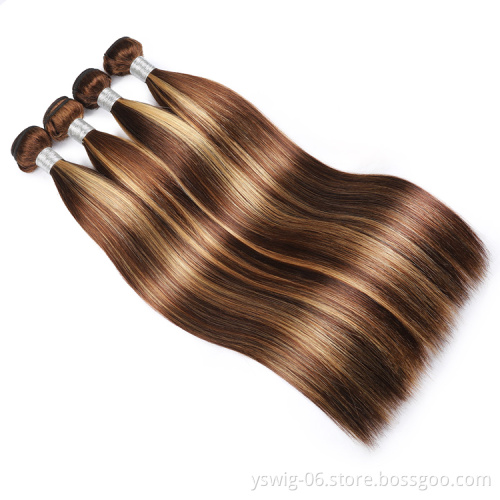 Brazilian Ombre Hair Bundles With Lace Closure Cheap Wholesale Price Highlight p4/27 Piano Color Remy Hair Bundles With Closure